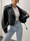 Vintage schwarze jacke für damen – lässig und stilvoll mit reißverschluss