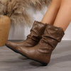 Winter-Stiefeletten für Damen – warme Stiefel mit runder Spitze und flacher Sohle