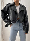 Vintage schwarze jacke für damen – lässig und stilvoll mit reißverschluss