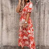 Blumen-maxi-kleid - elegante damen sommerkleid mit seitenschlitz