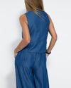2-teilige leinenweite hose & weste - stilvolle damen sommer-outfit