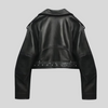 cropped bikerjacke - elegante schwarze damenjacke mit gürtel