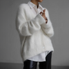 Damen oversized cardigan - weiches, flauschiges knitted stück