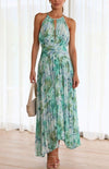 Hellgrünes blumen-maxikleid - elegante damen sommermode