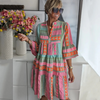 Künstlerisches midi-kleid - mehrfarbige damen sommer-tunika