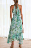 Hellgrünes blumen-maxikleid - elegante damen sommermode