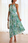Hellgrünes blumen-maxikleid - elegante damen sommermode