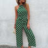 Grüner pünktli jumpsuit - trendy halterneck design für damen