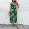 Grüner pünktli jumpsuit - trendy halterneck design für damen