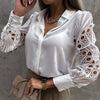 Damenbluse - elegante knopfhülle mit feinen spitze-details