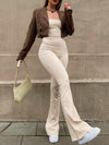 Khaki flared jumpsuit - schicke damen mit schnürung hinten