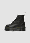 Schwarze Ankle Boots aus Kunst – stilvolle Damenschnürschuhe mit Plateausohle