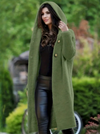 Grüne oversized strick hoodie jacke - modischer langer damen cardigan