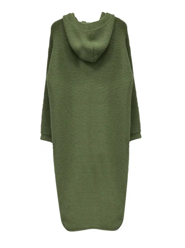 Grüne oversized strick hoodie jacke - modischer langer damen cardigan