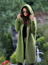 Grüne oversized strick hoodie jacke - modischer langer damen cardigan