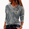 Damen grauer pullover mit muster - elegante damenoberteil mit gefaltetem kragen