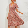 Florales knie-langes kleid - elegante midi-bekleidung für frauen
