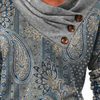 Damen grauer pullover mit muster - elegante damenoberteil mit gefaltetem kragen