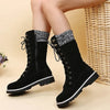 Dame schnür-winterstiefel - stilvolle schwarze stiefeletten