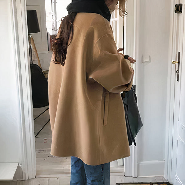 Übergrosse wollmischung mantel - stylische damenoberbekleidung