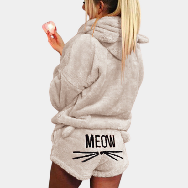 2-teilige kuschelige loungewear-kombination - weiches fleece-pyjama für damen