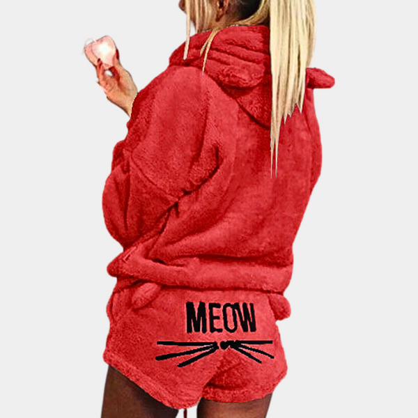 2-teilige kuschelige loungewear-kombination - weiches fleece-pyjama für damen