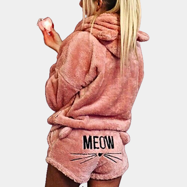 2-teilige kuschelige loungewear-kombination - weiches fleece-pyjama für damen