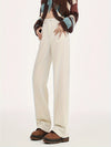 Weite hosen - trendige ivory-weisse high-waist-hosen für damen