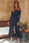 D'stöckli blu jumpsuit - off-shoulder mit spitze für elegante abende