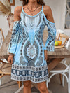D'meitschaftsdress mit kaltem schulter - boho stil mit vintage druck für d'sömmeroutfits