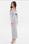 Dä graue midi-kleid für frauen mit off-shoulder - elegant für tag und nacht