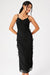 Dä elegante schwarz midi kleid für frauen mit rüschen - vielseitig für abendausgänge mit schlitz