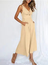 Dämmigs casual jumpsuit - chic ärmellose mit weitem bein - relaxed sommer-styl mit praktischen taschen