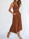 Dämmigs casual jumpsuit - chic ärmellose mit weitem bein - relaxed sommer-styl mit praktischen taschen