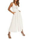 Dämmigs casual jumpsuit - chic ärmellose mit weitem bein - relaxed sommer-styl mit praktischen taschen