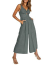 Dämmigs casual jumpsuit - chic ärmellose mit weitem bein - relaxed sommer-styl mit praktischen taschen