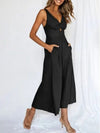 Dämmigs casual jumpsuit - chic ärmellose mit weitem bein - relaxed sommer-styl mit praktischen taschen