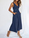 Dämmigs casual jumpsuit - chic ärmellose mit weitem bein - relaxed sommer-styl mit praktischen taschen