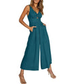 Dämmigs casual jumpsuit - chic ärmellose mit weitem bein - relaxed sommer-styl mit praktischen taschen