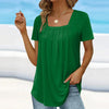 D'womens lässige t-shirt elegante gefältelte bluse - weicher stoff für alltagstyle