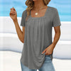 D'womens lässige t-shirt elegante gefältelte bluse - weicher stoff für alltagstyle