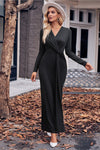 Dame's lässiges wickelkleid - elegante langarmmode für besondere anlässe