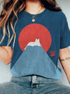 D'schöni t-shirt für frauen mit katz und berg design - lässig für jede gelegenheit