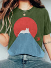 D'schöni t-shirt für frauen mit katz und berg design - lässig für jede gelegenheit