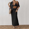 Frauen häkel maxi kleid - elegante sommer strandmode mit knopf-design
