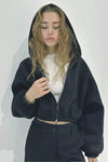 Dämliches crop hoodie im trend - lässiger zip-up pullover für den alltag, weich und angenehm