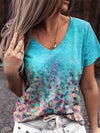 Elegante t-shirt mit floralem druck und v-ausschnitt - styli fürs tägliche casual-outfit für damen