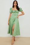 D'midi-dress mit blumenmuster – stilvolles sommer-outfit für gartenpartys mit puffärmel & mieder