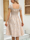 D'womens floral midi kleid - leichtes, gesmokt casual kleid für sommerliche anlässe
