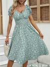 D'womens floral midi kleid - leichtes, gesmokt casual kleid für sommerliche anlässe